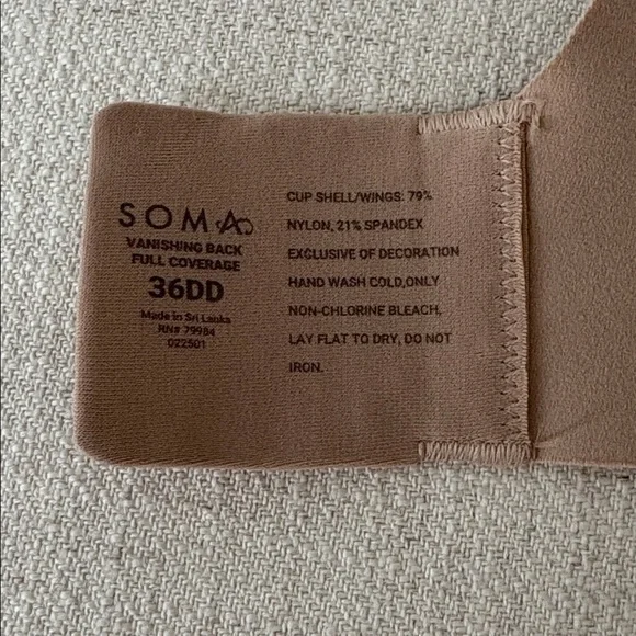 NWOT Soma Vanishing Back Nude Bra 36 DD - Picture 3 of 4